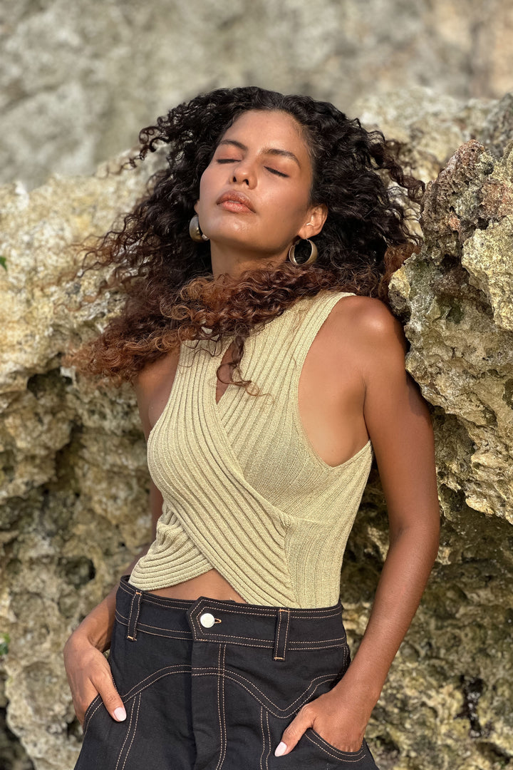 Althea Knitt Wrap Top