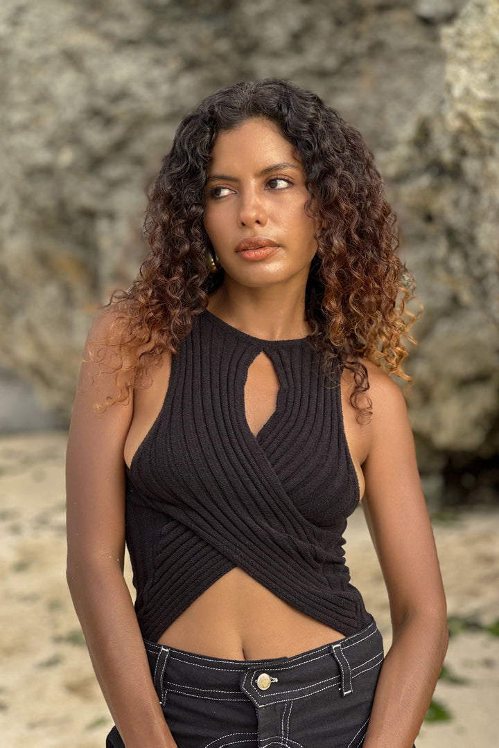 Althea Knitt Wrap Top