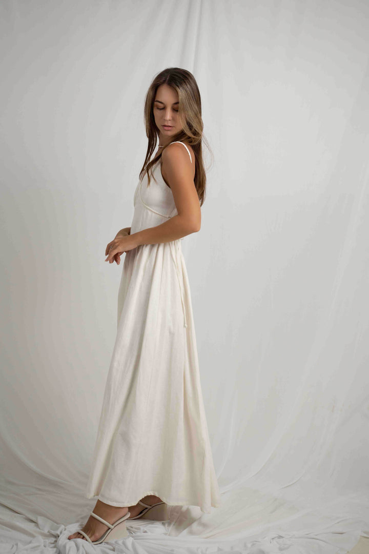 Henelle String Long Dress Off White