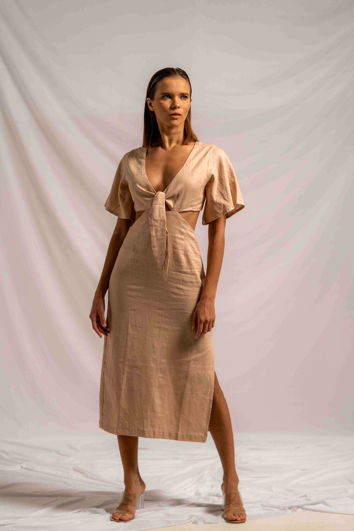 Garbera Midi Dress Sepia