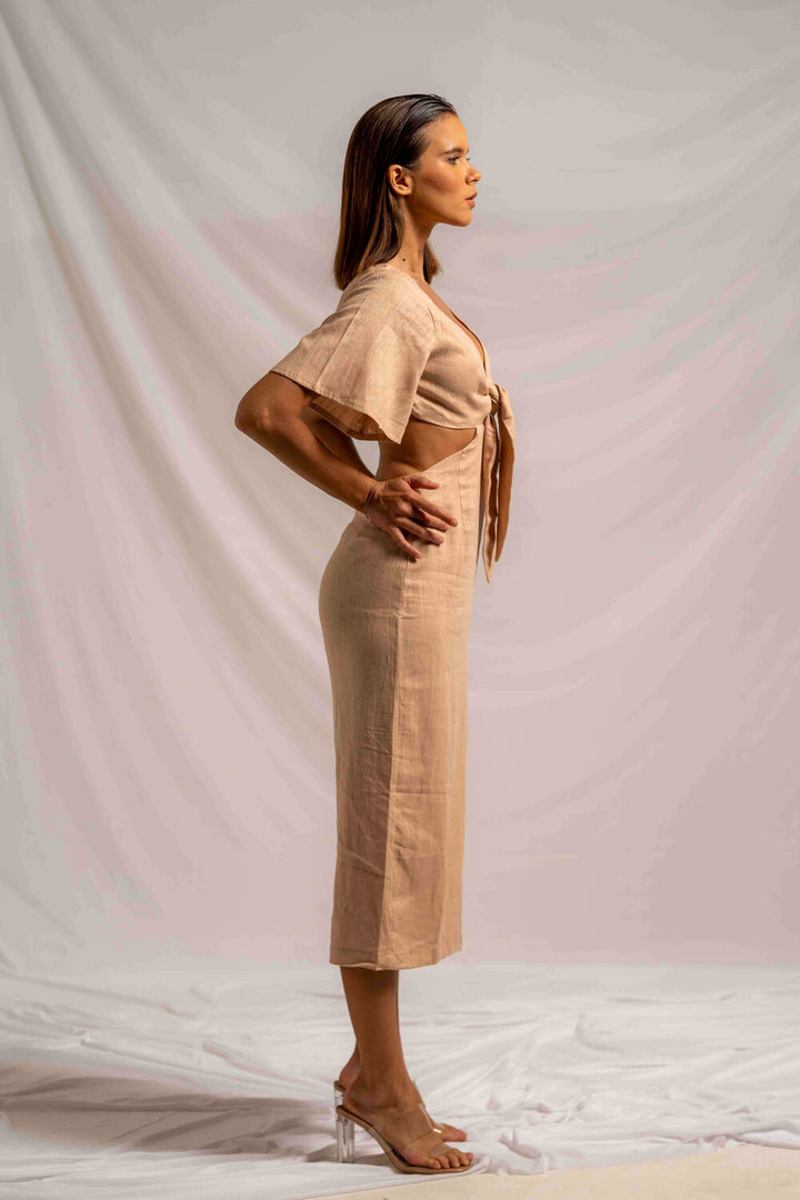 Garbera Midi Dress Sepia