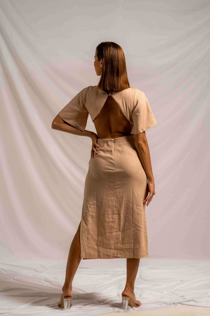 Garbera Midi Dress Sepia