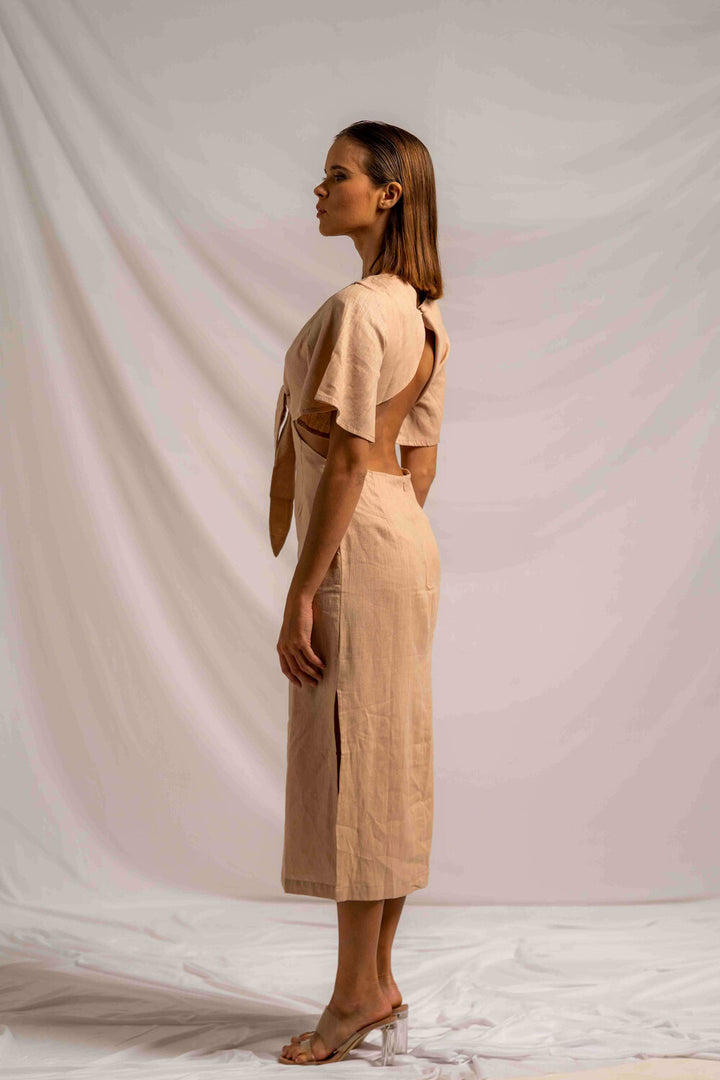 Garbera Midi Dress Sepia