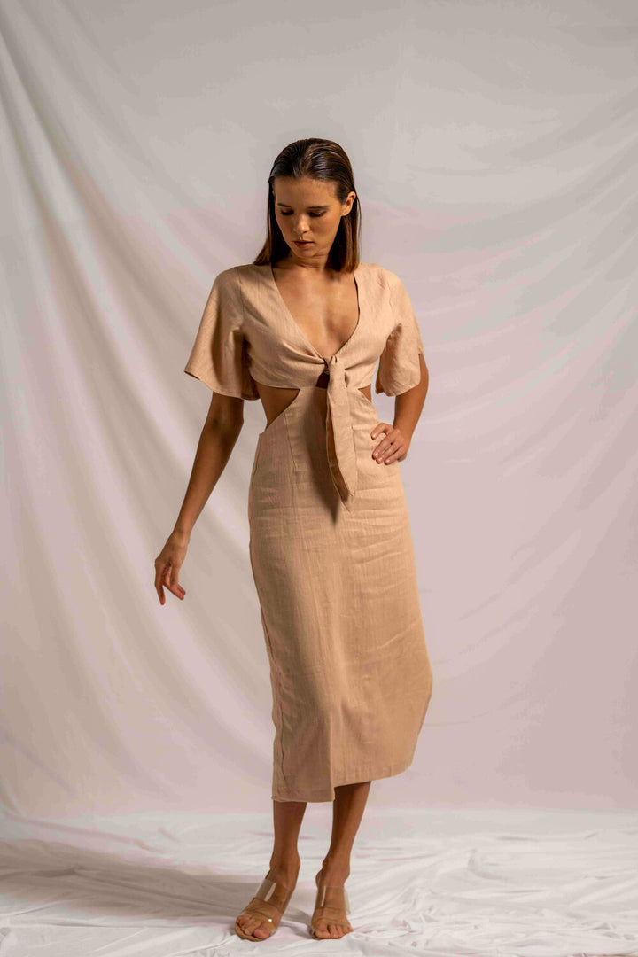 Garbera Midi Dress Sepia