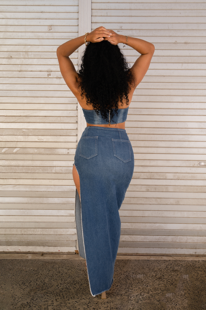 Terio Denim Corset and Skirt