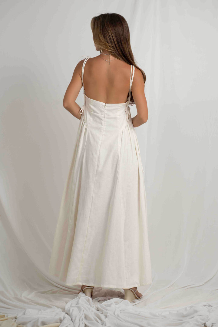Henelle String Long Dress Off White