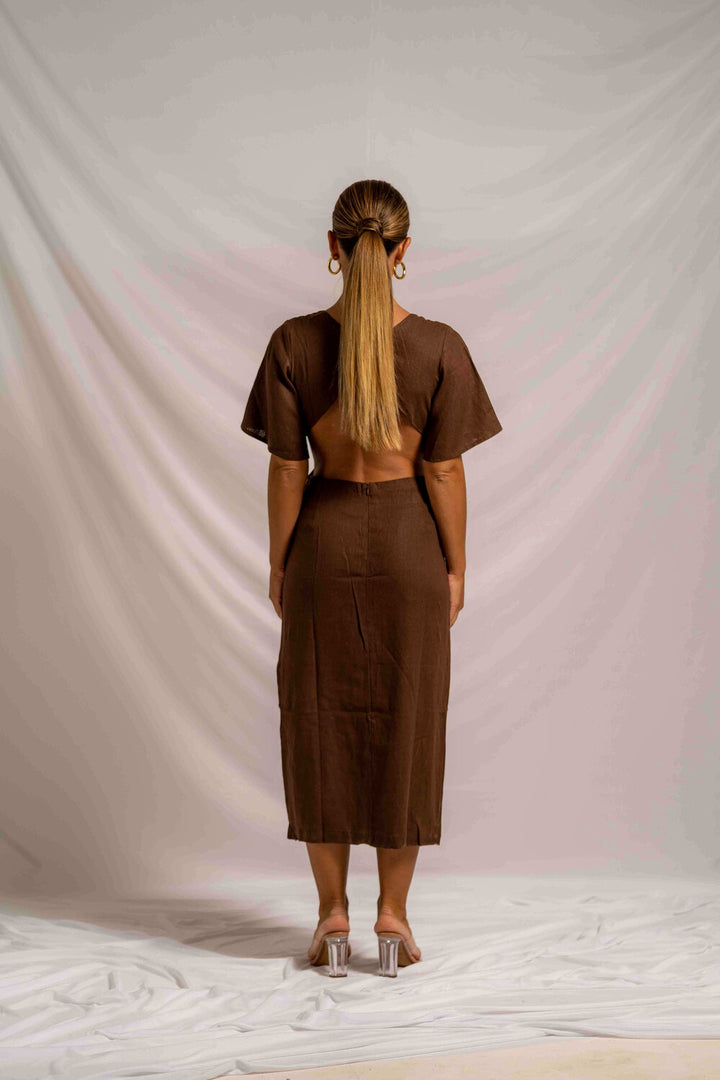 Garbera Midi Dress Chocolate