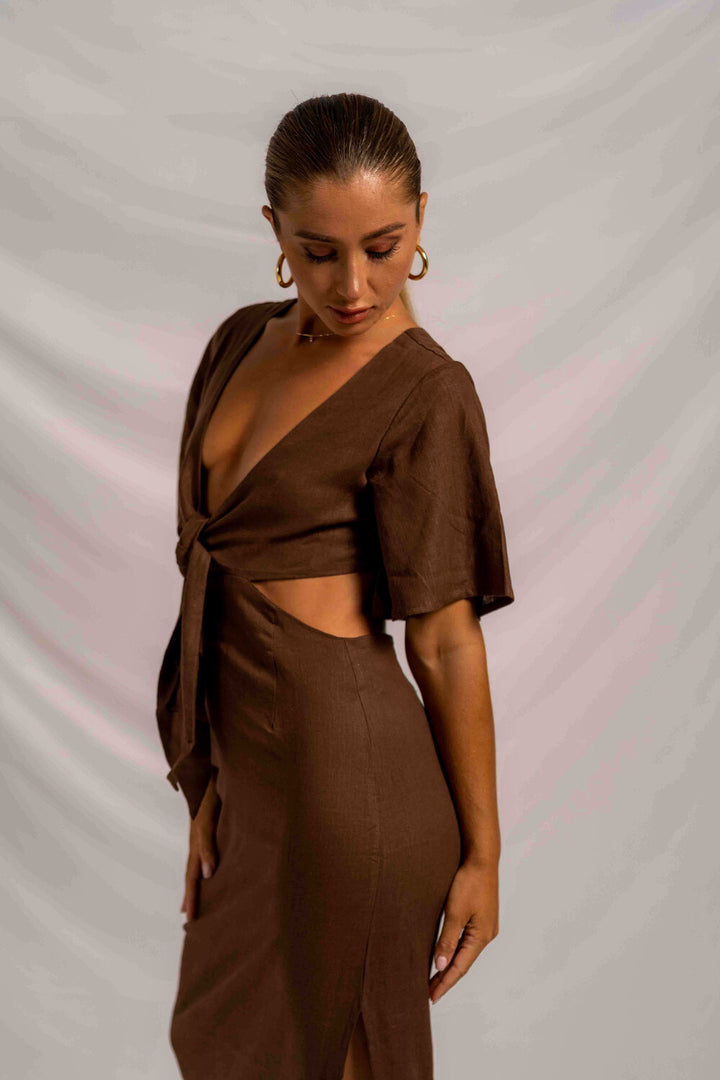 Garbera Midi Dress Chocolate